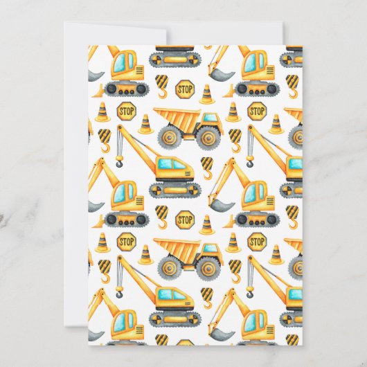 Invitation Construction Dump Tout Camion 3e anniversaire (Dos)