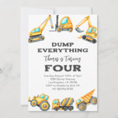 Invitation Construction Dump Tout Camion 4e anniversaire (Devant)
