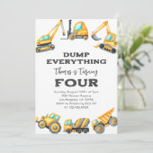 Invitation Construction Dump Tout Camion 4e anniversaire (Debout devant)