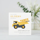 Invitation Construction Dump Truck Any Age Kids Birthday (Debout devant)
