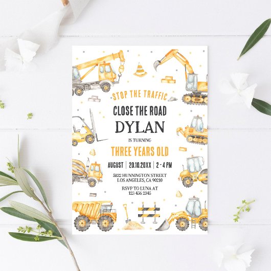 Invitation Construction Dump Truck Boy 2nd Birthday