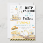 Invitation Construction Dump Truck Digger Second Birthday (Devant)