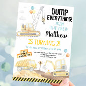 Invitation Construction Dump Truck Digger Second Birthday