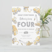 Invitation Construction Dump Truck FOUR 4th Birthday Party (Debout devant)