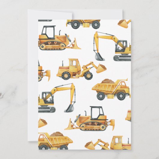 Invitation Construction Dump Truck Party Boy 3e anniversaire (Dos)