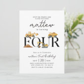 Invitation Construction Dump Truck Party Boy 4e anniversaire (Debout devant)