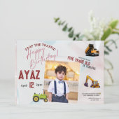 Invitation Construction Dump Truck Party Boy Birthday  (Debout devant)