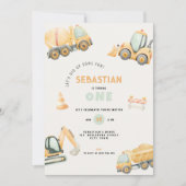 Invitation Construction Dump Truck Party Boy First Birthday (Devant)