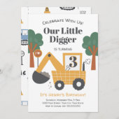 Invitation Construction Dump Truck Third Birthday Party  (Devant / Derrière)