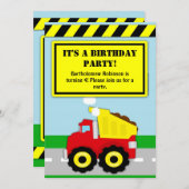 Invitation Construction Dumptruck Boys Anniversaire Invitatio (Devant / Derrière)