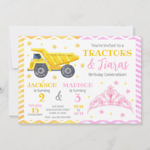 Invitation Construction et anniversaire conjoint de la Prince