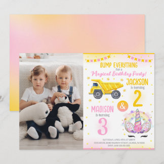 Invitation Construction et frères licorne Célébration conjoin