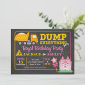 Invitation Construction et princesse Joint Birthday (Debout devant)