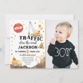 Invitation Construction Jaune Camion Camion Boy Anniversaire (Devant)