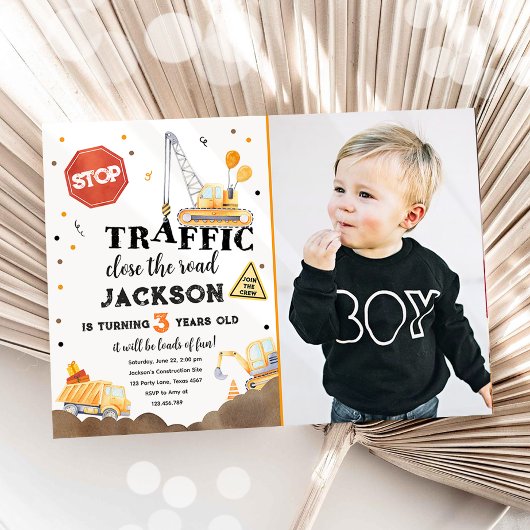 Invitation Construction Jaune Camion Camion Boy Anniversaire