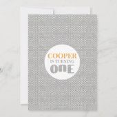Invitation Construction Jaune Gris Moderne 1er Anniversaire (Dos)