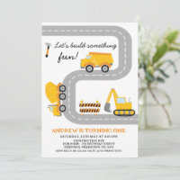 Construction Jaune moderne Bâtir Amusant 1er Anniv