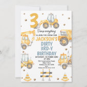 Invitation Construction Jaune moderne sale 3ème anniversaire (Devant)