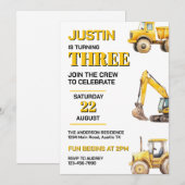 Invitation Construction mignonne N'importe quel âge fête d'an (Devant / Derrière)