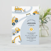 Invitation Construction Moderne Arrêter Le Trafic 1er Anniver (Debout devant)