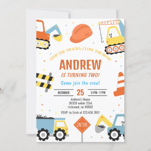 Invitation Construction moderne fête d'anniversaire Invitatio