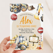 Invitation Construction moderne Garçon premier anniversaire