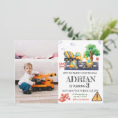 Invitation Construction moderne photo d'anniversaire (Debout devant)
