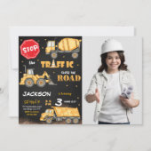 Invitation Construction modifiable Anniversaire Photo Invitat (Devant)