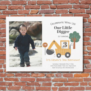 Invitation Construction Notre Petit Excavateur Fête d'anniver