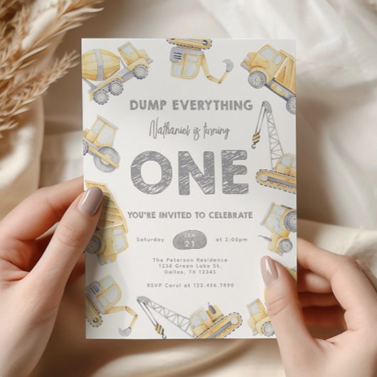 Invitation Construction ONE 1ère fête d'anniversaire