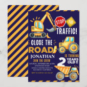 Invitation Construction Party for 2nd Birthday Boy (Devant / Derrière)