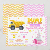 Invitation Construction & Princess Frères et Sœurs d'Annivers (Devant / Derrière)