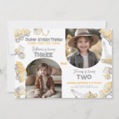Invitation Construction Sibling Twin Brother Birthday Party (Devant)