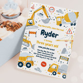 Invitation Construction Site Dump Truck Digger Birthday Party