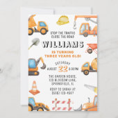 Invitation Construction Thème 3ème fête d'anniversaire (Devant)