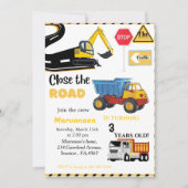 Invitation Construction Thème garçon fête d'anniversaire Cami (Devant)