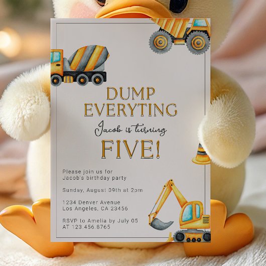 Invitation Construction Tout Déverser 5e Anniversaire