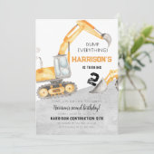 Invitation Construction Truck Digger 2e anniversaire (Debout devant)