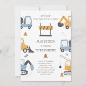 Invitation Construction Truck Dump Tout Anniversaire (Devant)
