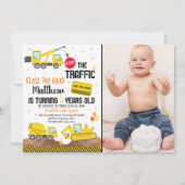 Invitation Construction Truck Dump Truck Digger Anniversaire (Devant)