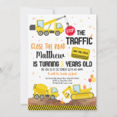 Invitation Construction Truck Dump Truck Digger Anniversaire (Devant)