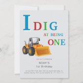 Invitation Construction Truck 'I Dig Being One' Birthday  (Devant)