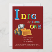 Invitation Construction Truck 'I Dig Being One' Birthday  (Devant)