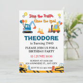 Invitation Construction Truck Vehicles Boys 2nd Birthday (Debout devant)