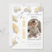Invitation Construction Trucks 3rd Birthday Party (Devant)