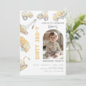 Invitation Construction Trucks 3rd Birthday Party (Debout devant)