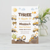 Invitation Construction Trucks Boy Dirty 3RD-Y Third Birthday (Debout devant)