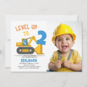 Invitation Construction Vehicle Party Photo Boy 2e anniversai (Devant)