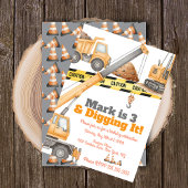 Invitation Construction Vehicles 3rd Birthday Dump Truck