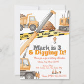 Invitation Construction Vehicles 3rd Birthday Dump Truck (Devant)